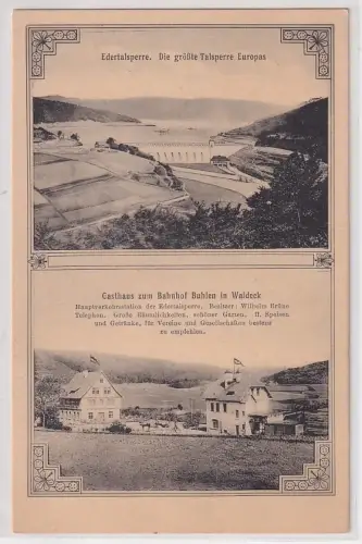 29969 Mehrbild Ak Edertalsperre und Gasthaus zum Bahnhof Bulen in Waldeck