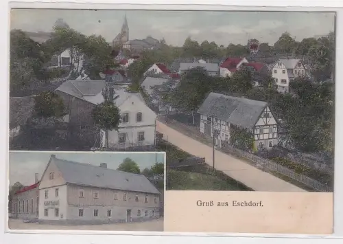 24805 Mehrbild Ak Gruß aus Eschdorf Gasthof, Totalansicht 1917