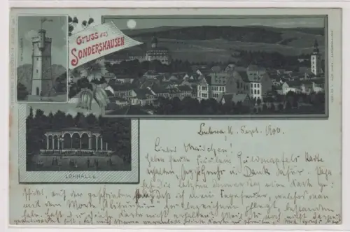 75503 Mondscheinkarte Gruß aus Sondershausen Ortsansichten 1900