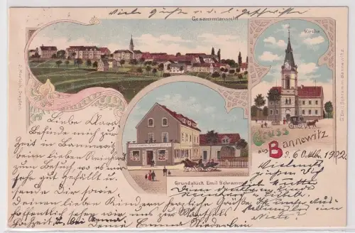 25111 Mehrbild Ak Gruß aus Bannewitz Materialwarengeschäft usw. 1902