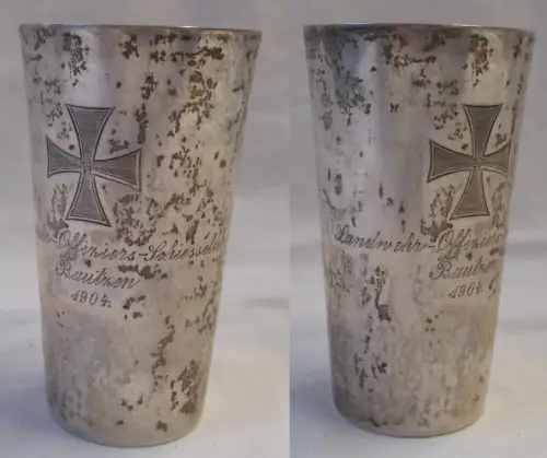 alter Becher 800er Silber Landwehr Offiziers Schießclub Bautzen 1904 (108373)