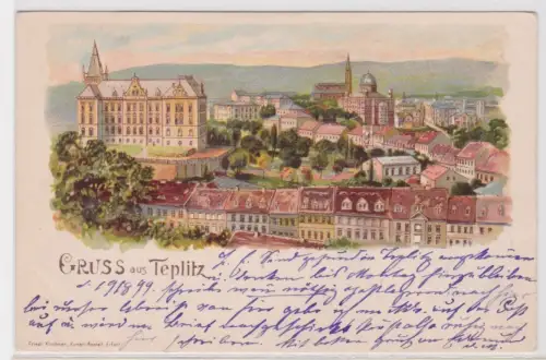67783 Ak Lithografie Gruss aus Teplitz Teplice 1899