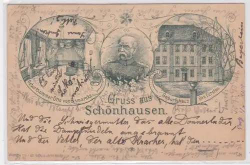 16639 Postkarte Gruss aus Schönhausen Geburtshaus Fürst Bismarck 1899