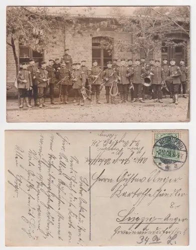 31940 Foto Ak Neu-Ruppin Infanterie Regiment 24 Kapelle 1909
