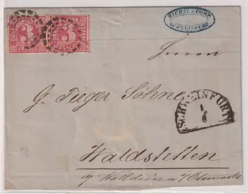 38356 alter Brief Bayern 2 x 3 Kreuzer Michel 9 Stempel Schweinfurt 1863