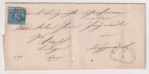 92484 alter Brief Bayern 6 Kreuzer Michel 10  Nummernstempel 165