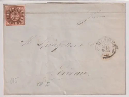 98332 alter Brief Bayern 6 Kreuzer Michel 4  Nummernstempel 18 Augsburg 1855