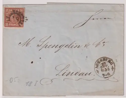 96156 alter Brief Bayern 6 Kreuzer Michel 4  Nummernstempel 18 Augsburg 1855