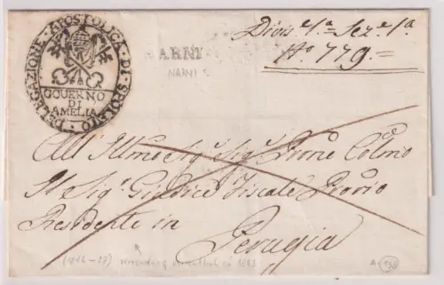 56741 Vorphilatelie Italien Brief von Amelia nach Perugia um 1830