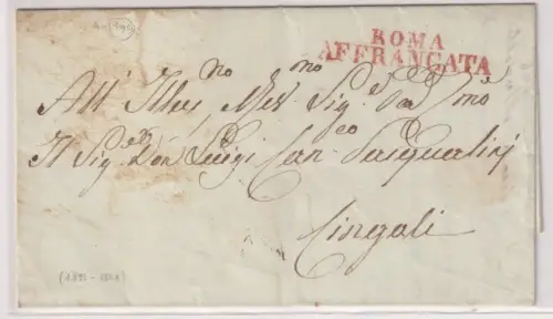 08062 Vorphilatelie Italien Brief Roma Affrancata nach Singali ?