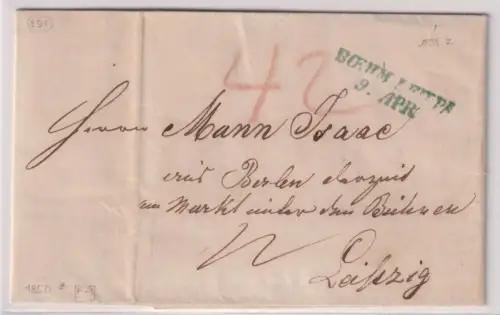 71719 Vorphilatelie Böhmen Böhmisch Leipa nach Leipzig 1850