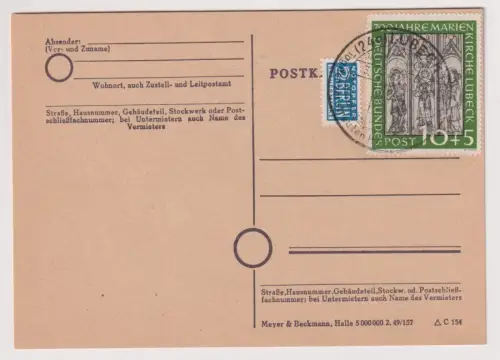 903276 BRD Brief mit Michel 139 plus 2 Pfennig Berlin Notopfer