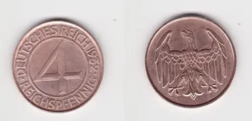 4 Pfennig Kupfer Münze Deutsches Reich 1932 A ss (109950)