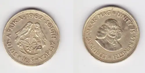 1/2 Cent Messing Münze Südafrika 1962 ss (109946)