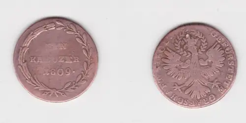 1 Kreuzer Kupfer Münze Österreich Tirol 1809 s/ss (105091)