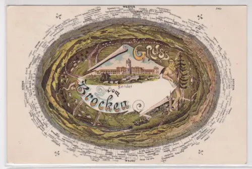19884 Ak Gruss vom Brocken . 1911