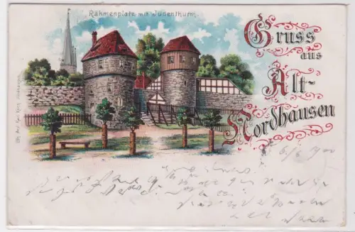 65508 Ak Gruss aus Alt-Nordhausen. Rähmenplatz mit Judenthurm. 1900