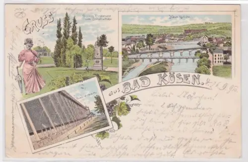 91734 Ak Lithographie Gruß aus Bad Kösen Gradirwerk usw. 1898