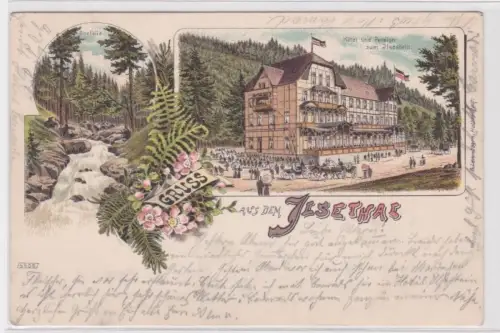 902825 Ak Lithographie Gruß aus dem Ilsethal Hotel und Pension zum Ilsenstein 