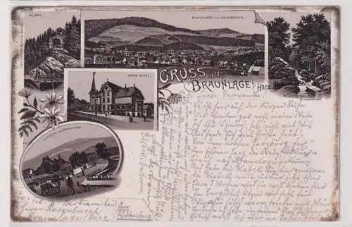 35538 Ak Lithographie Gruß aus Braunlage im Harz 1898