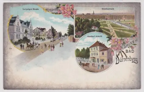 58165 Ak Lithographie Gruß aus Bad Dürreneberg Gasthof Arnold usw. um 1900