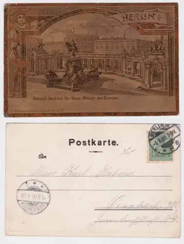 909547 Gold Ak Berlin National Denkmal für Kaiser Wilhelm den Großen 1900