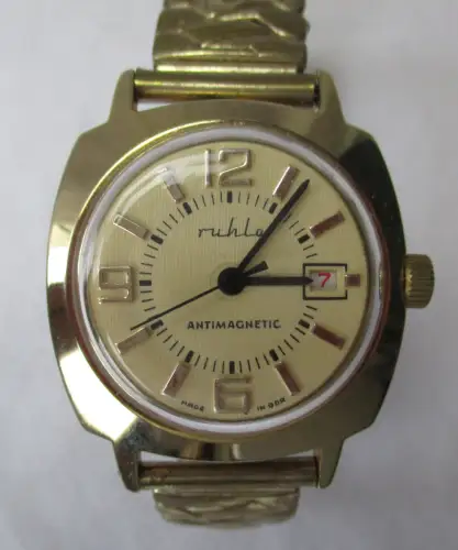 UMF Ruhla Kaliber 24 Armbanduhr Handaufzug mit Datumsanzeige 35 mm (145279)