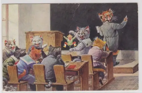 26432 Arthur Thiele Künstler Ak Katzen "In der Schule" 1926