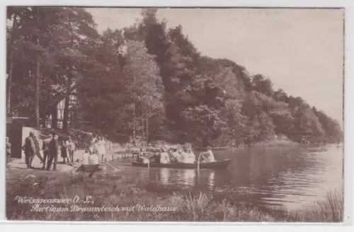 78308 Ak Weisswasser O.-L. Partie am Braunsteich mit Waldhaus 1924