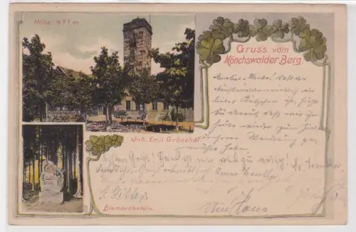 84868 Ak Lithografie Gruss vom Mönchswalder Berg 1903 im Jugendstil