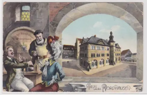 905843 Künstler Ak Gruss aus Nordhausen Kornbrantwein um 1910