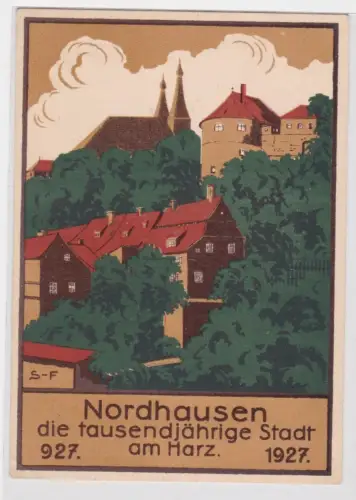 48215 Künstler Ak Nordhausen die tausendjährige Stadt am Harz 1927