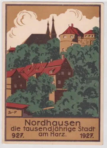 906037 Künstler Ak Nordhausen die tausendjährige Stadt am Harz 1927