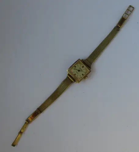 elegante Damenarmbanduhr vergoldet GUB Glashütte 17 Rubis (159907)