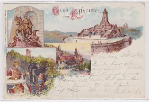 18081 Ak Lithografie Gruss vom Kyffhäuser 1900