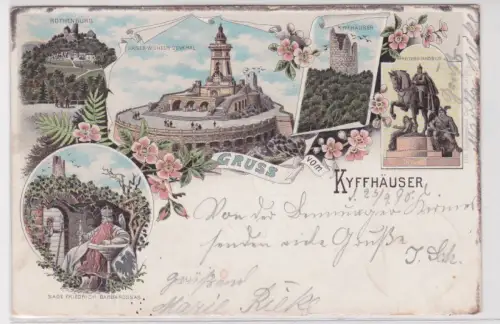 39478 Ak Lithografie Gruss vom Kyffhäuser - Denkmal, Rothenburg usw. 1898
