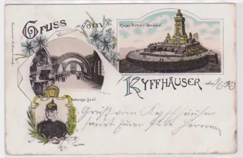 14401 Ak Lithografie Gruss vom Kyffhäuser - Denkmal, Barbarossa-Saal 1903