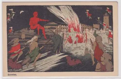 61622 Ak Brocken - Künstler-Stein-Zeichnung "Hexentanz" um 1920