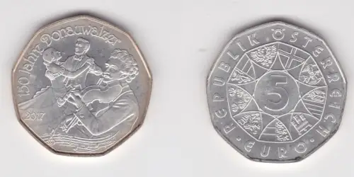5 Euro Silber Münze Österreich Neujahrsmünze 2017, 150 Jahre Donauwalzer(130050)