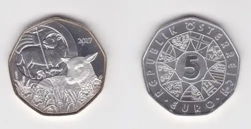 5 Euro Silber Münze Österreich Ostermünze 2017, Das Osterlamm (135371)