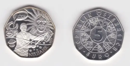 5 Euro Silber Münze Österreich Neujahrsmünze 2014 Neujahrsschnalzen (133423)