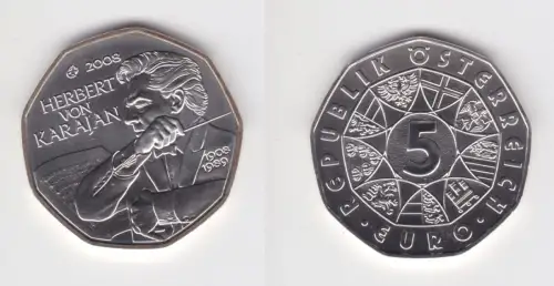 5 Euro Silber Münze Österreich 100. Geburtstag von Herbert von Karajan (134094)