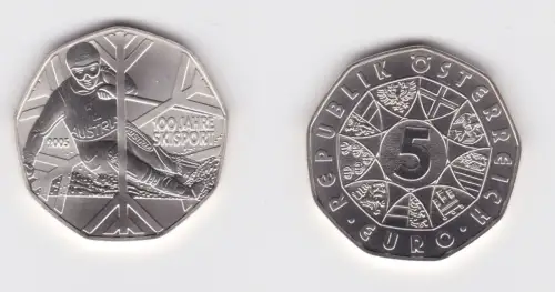 5 Euro Silber Münze Österreich 100 Jahre Skisport 2004 (134388)