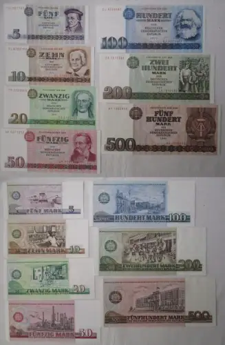 Banknoten 5 bis 500 Mark DDR 1971-1985 kassenfrisch UNC (107905)