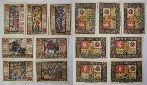 7x 50 Pfennig Banknoten Notgeld Stadt Altenburg Prinzenraubserie 1921 (106679)