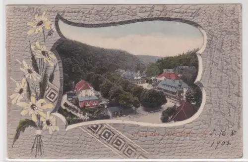 19874 Ak Gruss aus Alexisbad im Harz 1903 mit Rahmen im Jugendstil