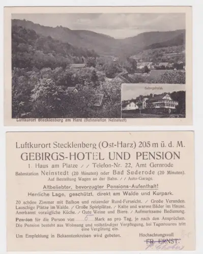 907868 Werbung Luftkurort Stecklenberg am Harz Gebirgs-Hotel um 1920