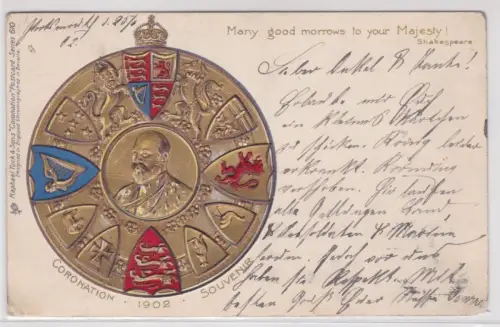 79293 geprägte Postkarte zur Krönung König Edward VII. 1902 England