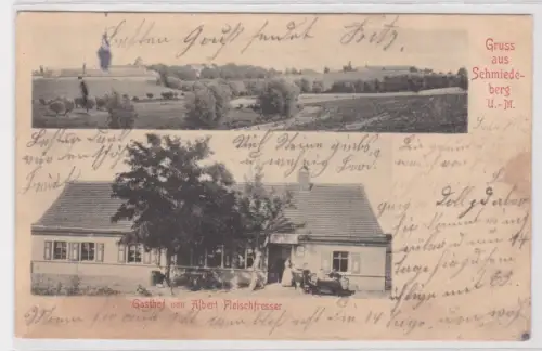 53292 Ak Gruss aus Schmiedeberg U.-M. Gasthof von Albert Fleischfresser. 1903