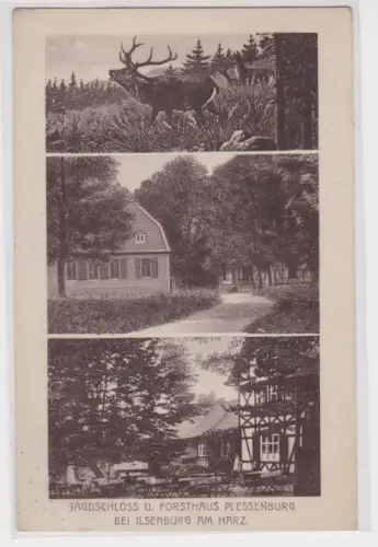 54865 Ak Jagdschloss und Forsthaus Plessenburg bei Ilsenburg am Harz. 1930